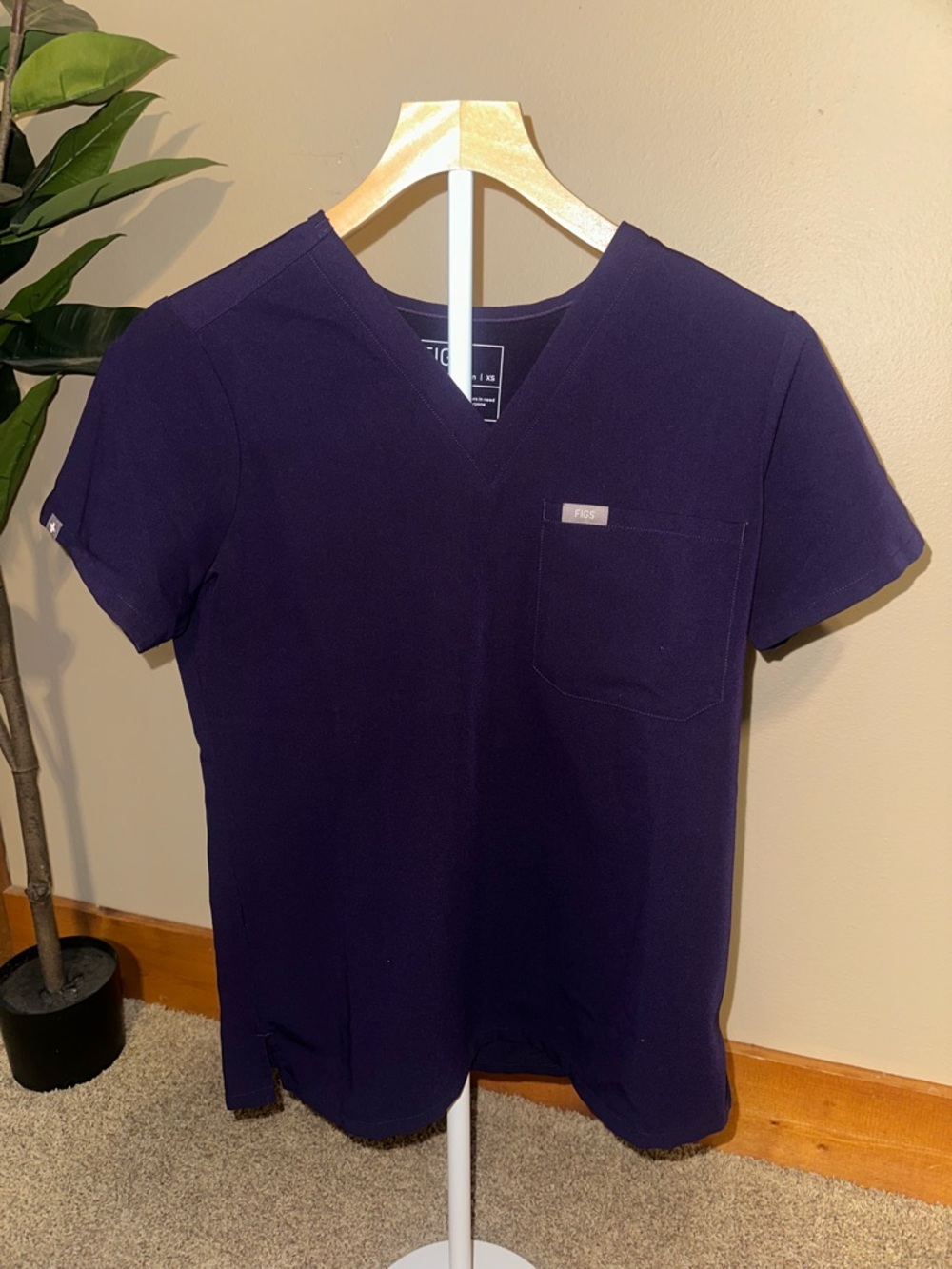 FIGS V-Neck Medical Scrub Top in Deep Purple